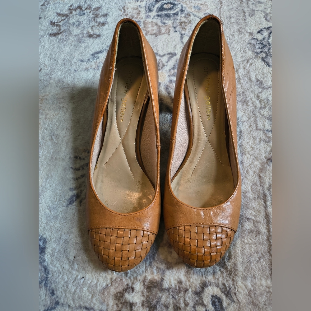 Andrew Geller Brown Woven Toe Heels